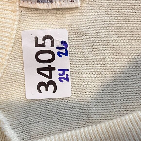 Vtg Bulldozer Embroidered V Neck Sweater Large Mens Grandpa Retro Yellow Preppy - Picture 10 of 10